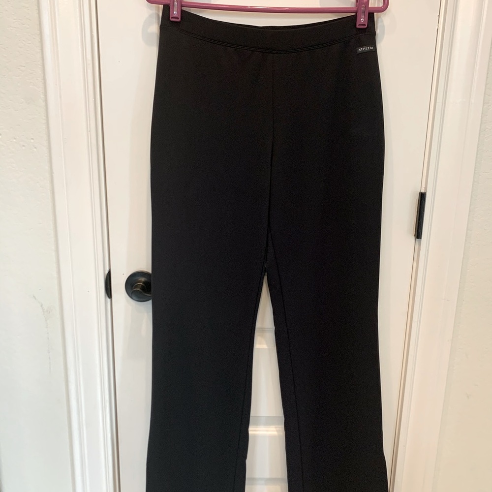 Athleta Straight Leg Pant Tall Black Side Zip Stretch Yoga Y2K